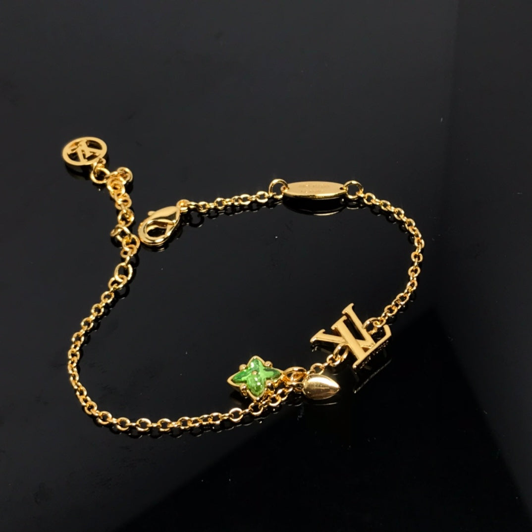LV LOGO MALACHITE STAR GOLD BRACELET
