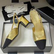 Chanel 2025 Slingback 65mm Gold Metalic Lambskin