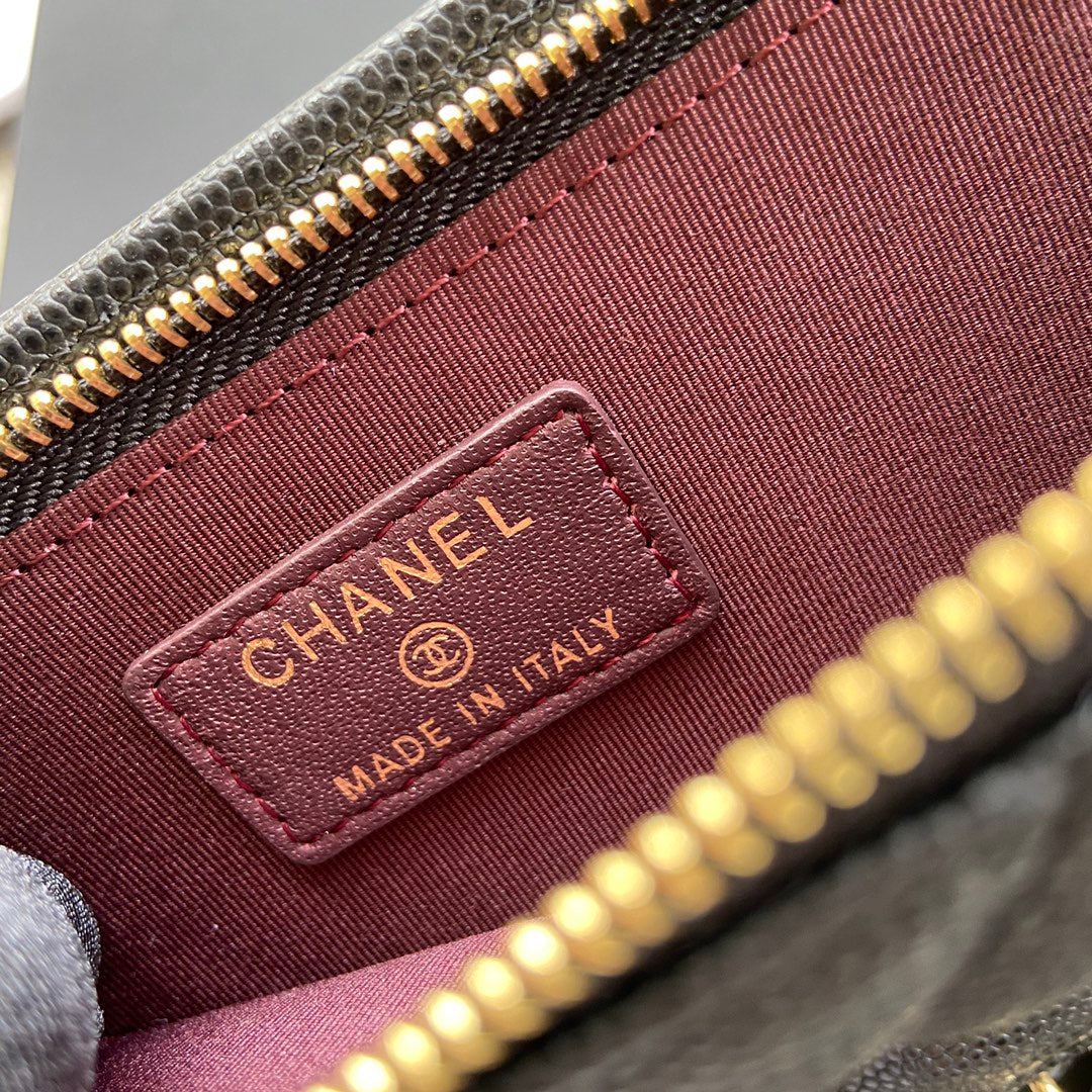 Chanel 2026 Phone Holder Crossbody Bag Black Caviar Leather