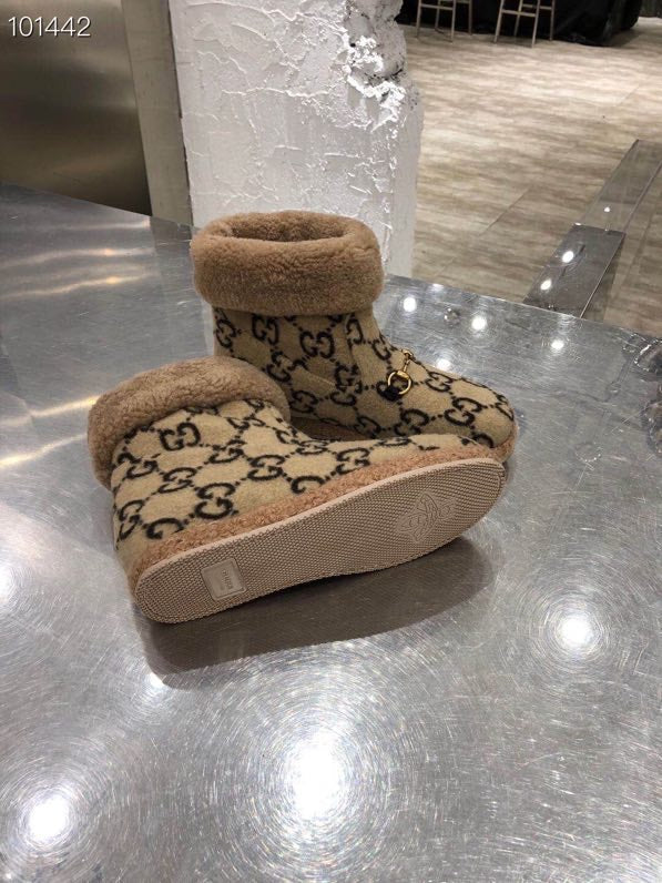 Gucci 2025 Monogram Boot Beige Black Wool 564784