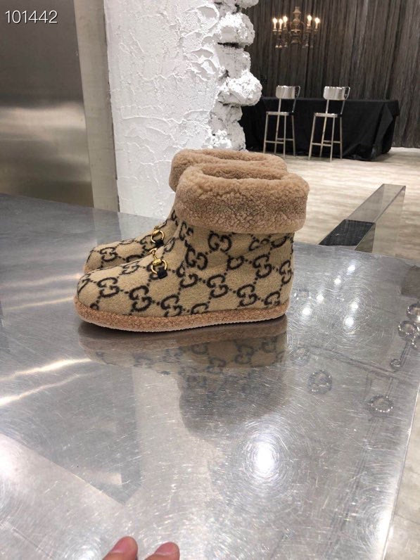 Gucci 2025 Monogram Boot Beige Black Wool 564784
