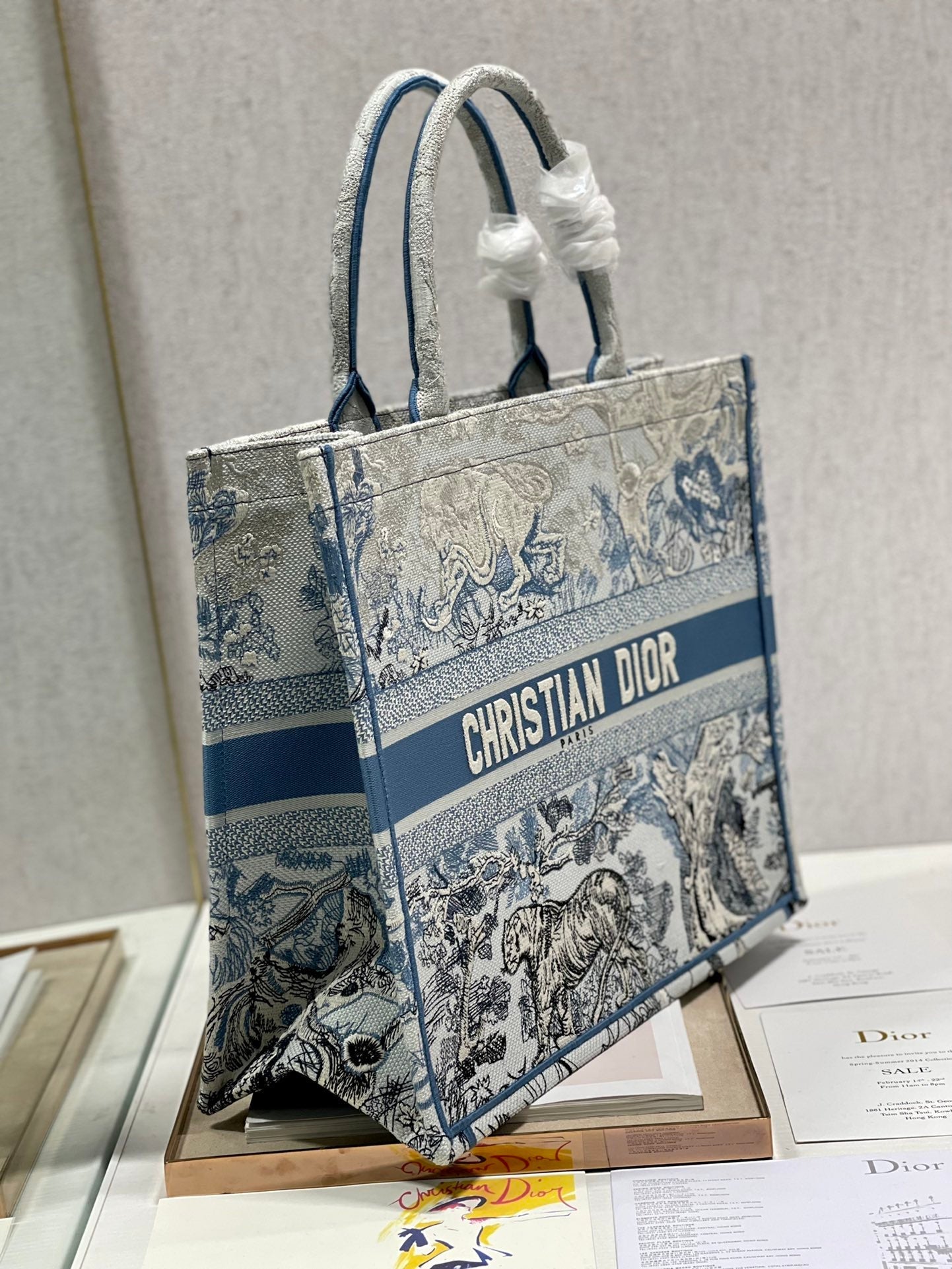 Large CD Book Tote 42cm Gradient Blue Tiger