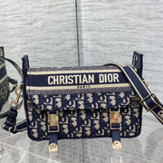 CD Small Diorcamp Bag 23 Blue Oblique Embroidery Denim