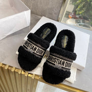 CD 25  Flat Slippers Black Wool 395566