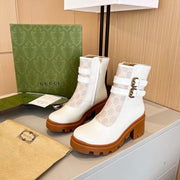 GG ankle boots white caramel cowhide