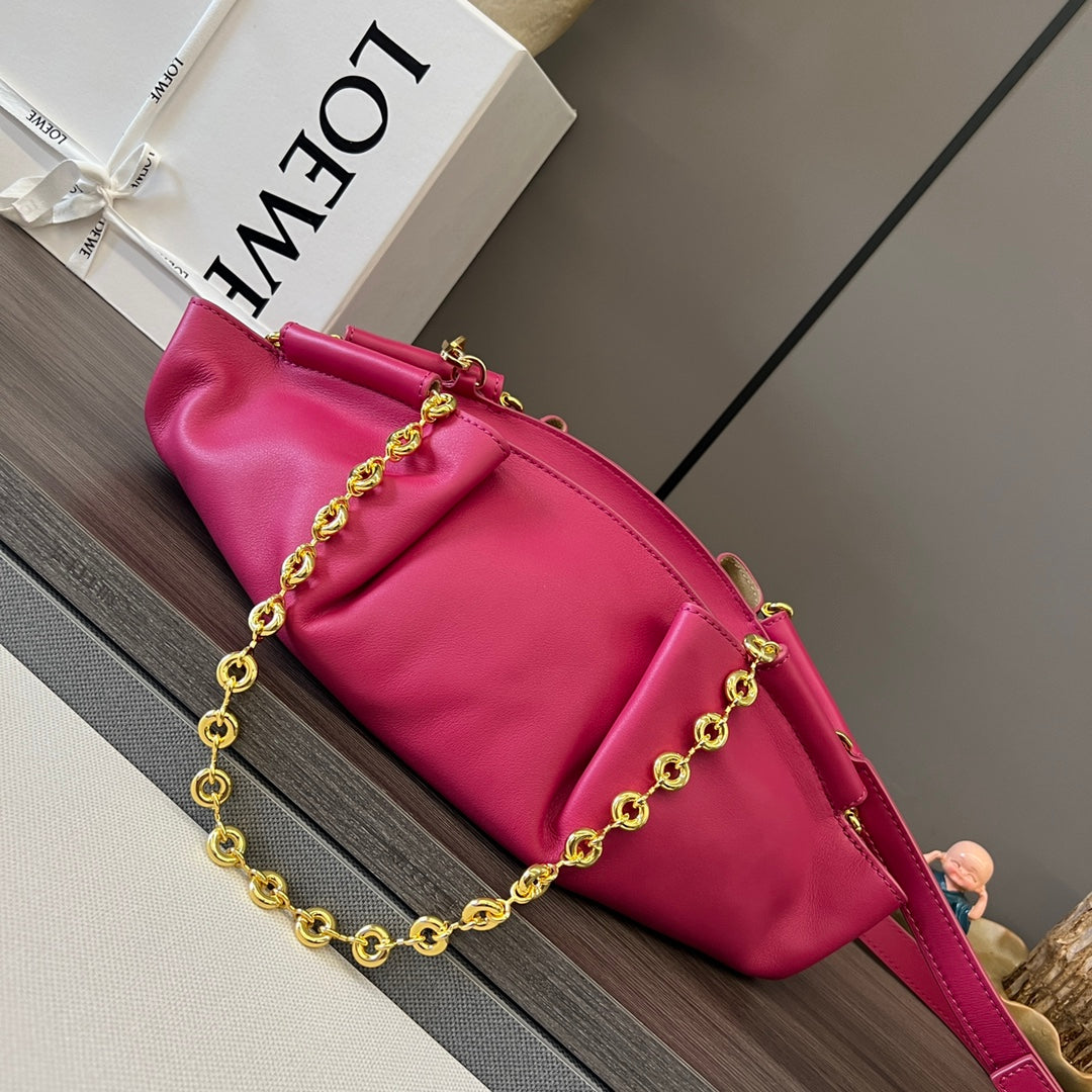 Loewe Small Dumpling Bag 35 Dark Pink Calfskin 280641