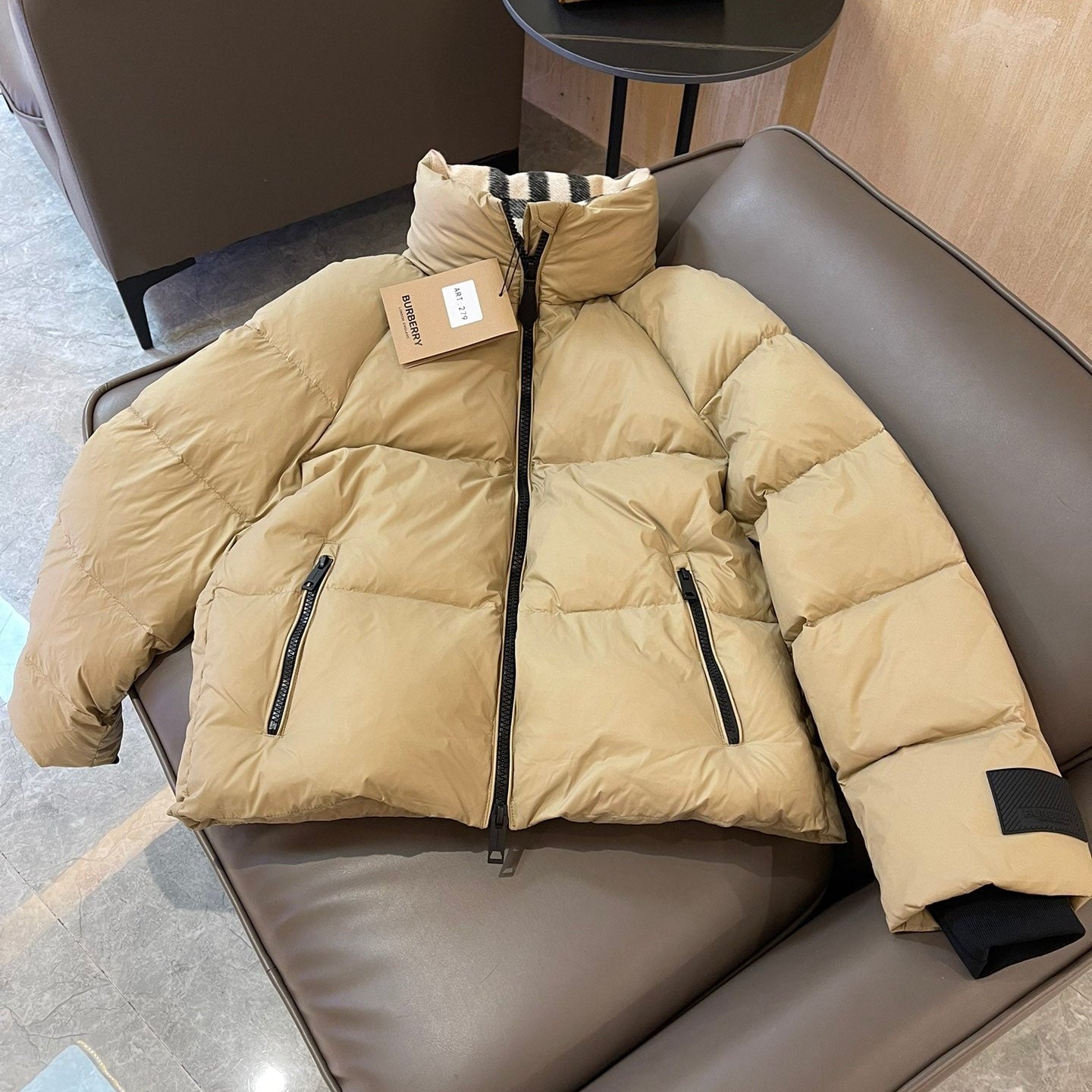 Burberry 25 Short Jacket Beige Down Nylon