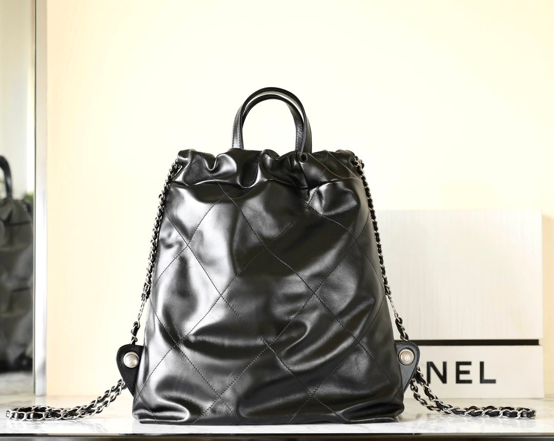 CC 2025 Backpack 34cm Black Soft Calfskin 335087