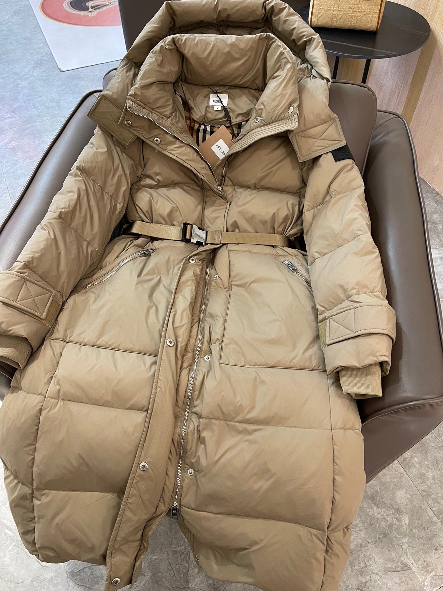 Burberry 25 Long Coat Beige Down Nylon