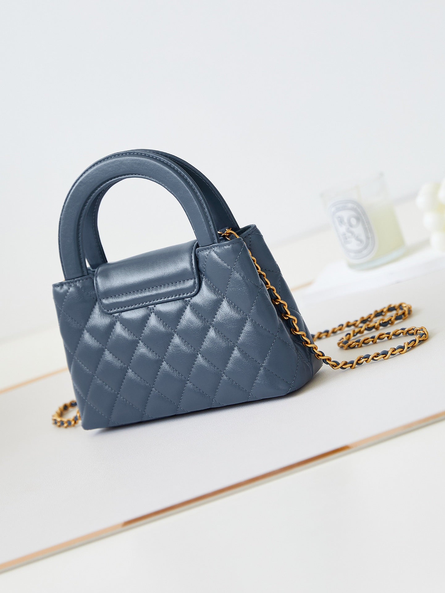 cc 24a nano 19cm kelly shopper bag steel blue lambskin