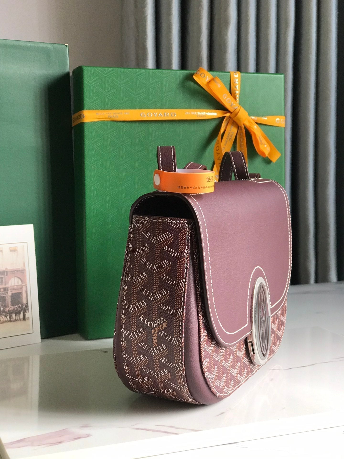 233 BAG 25 IN WINE RED CALFSKIN AND GOYARDINE CANVAS