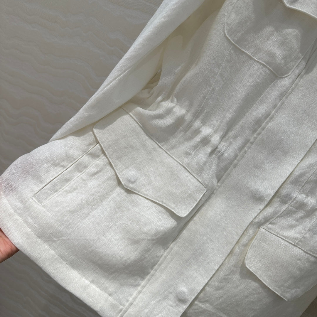 LP 25 Stand-up Collar Jacket White Linen 265165