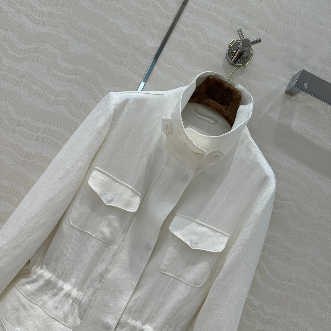 LP 25 Stand-up Collar Jacket White Linen 265165