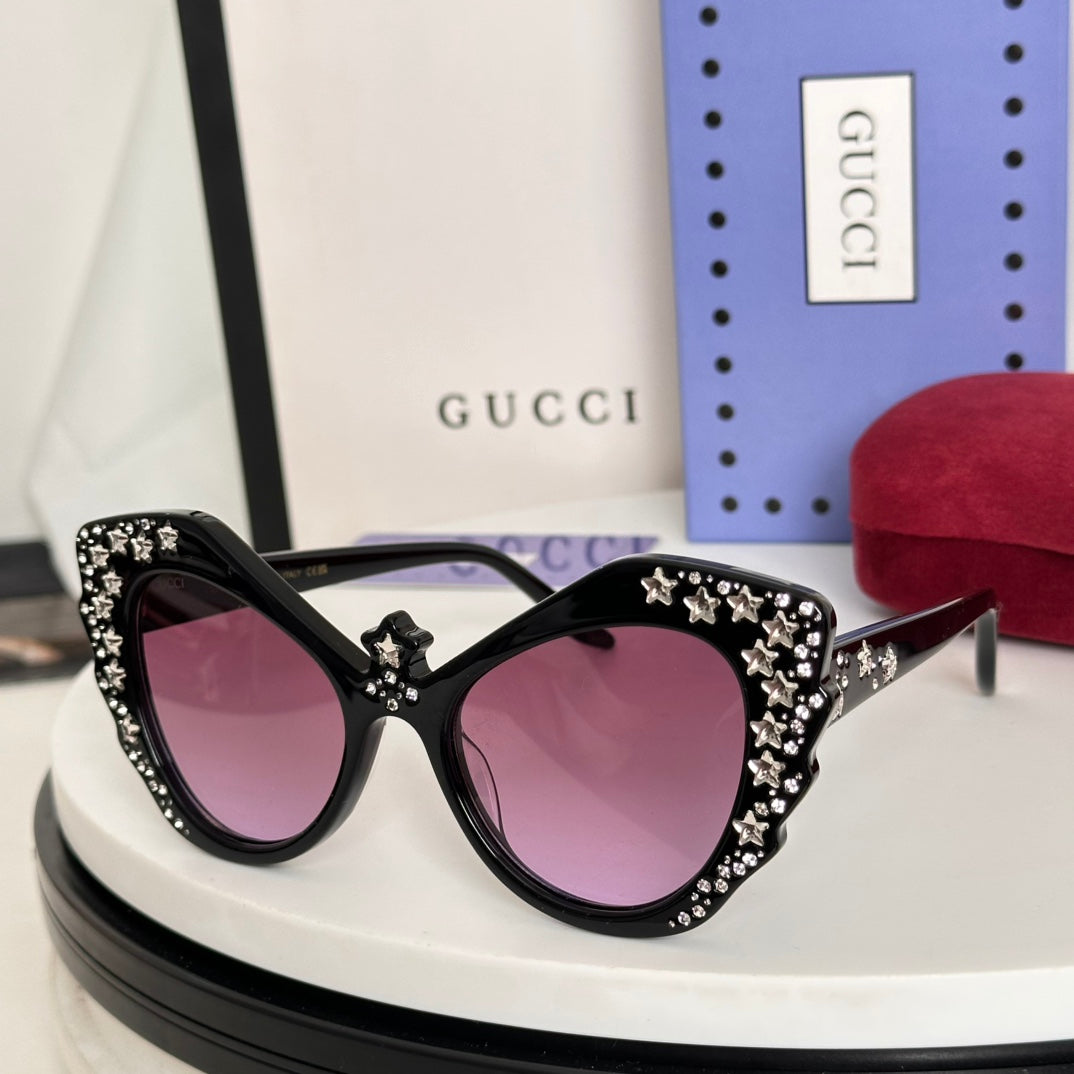 CRYSTAL STUDDED CAT-EYE FRAME SUNGLASSES GG1095S IN ACETATE