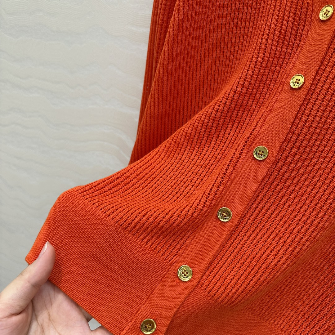 LP 25 V-neck Cardigan Burnt Orange Cotton 265179