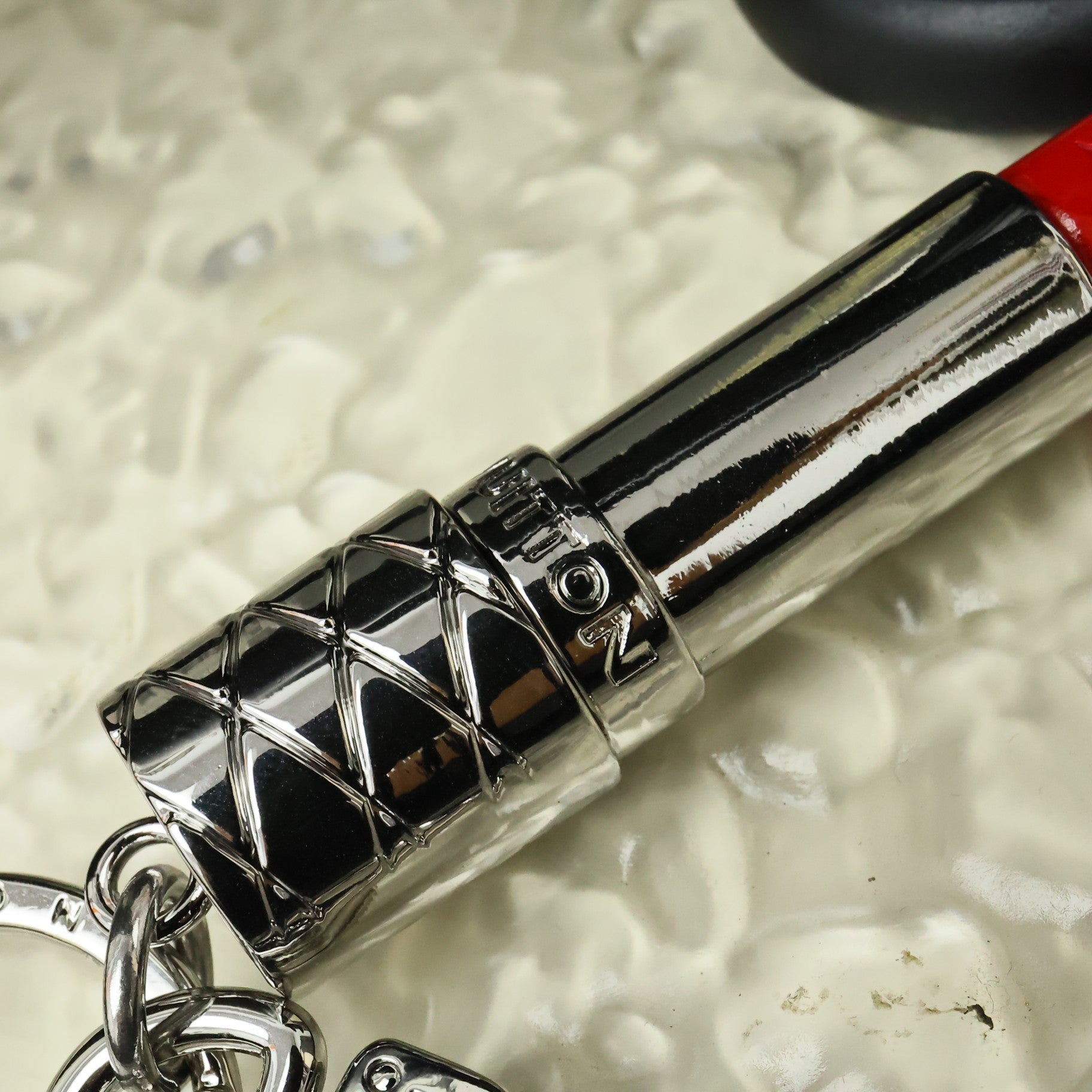 LV Silver Lipstick Bag Charm Keychain
