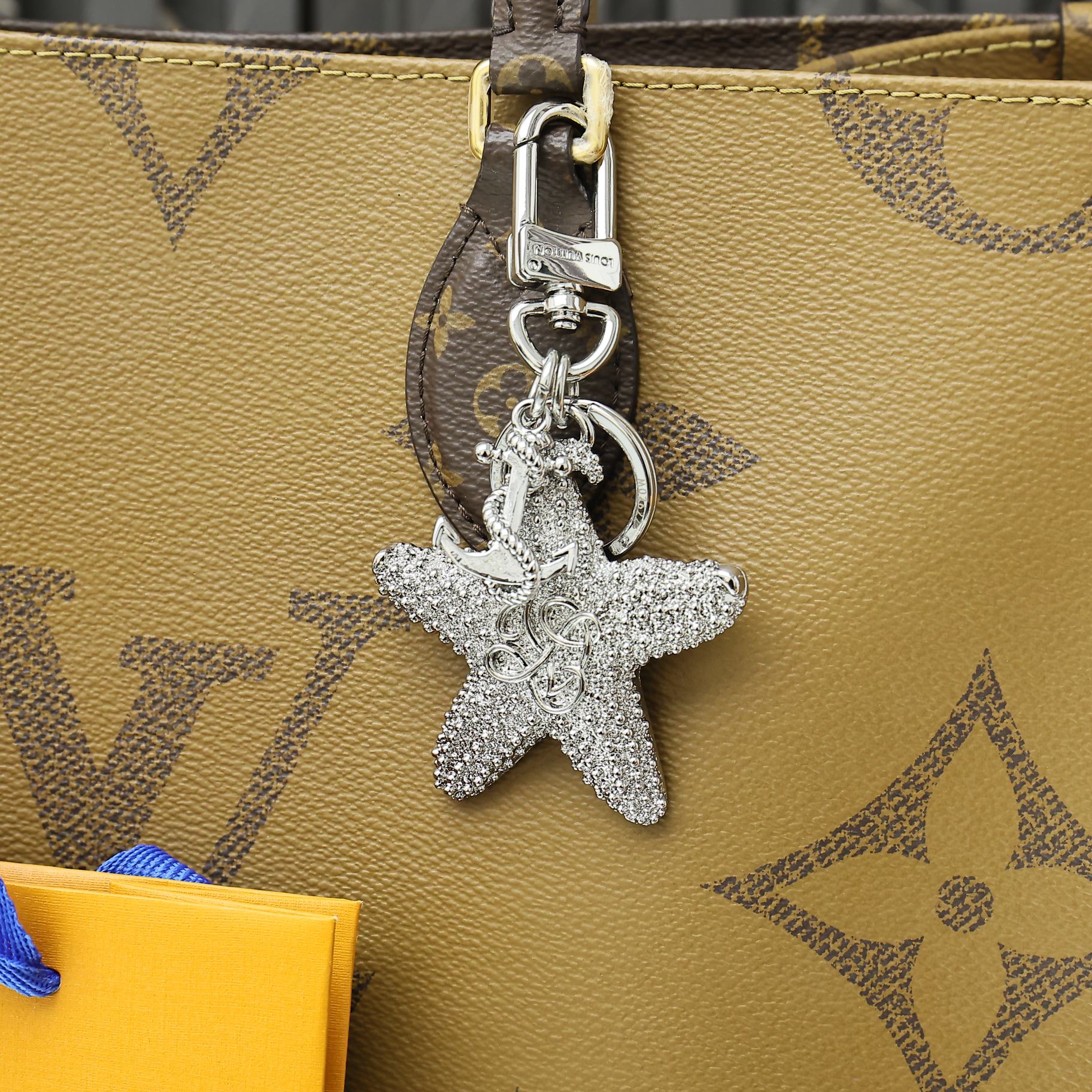 LV Silver Starfish Charm and Keychain