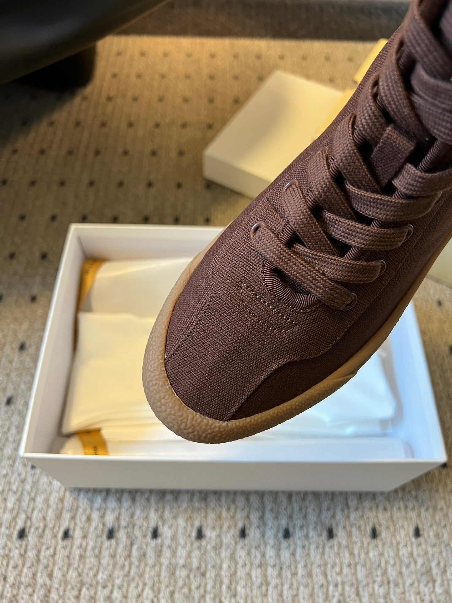 The Row 2025 High Sneaker Brown Canvas 561615