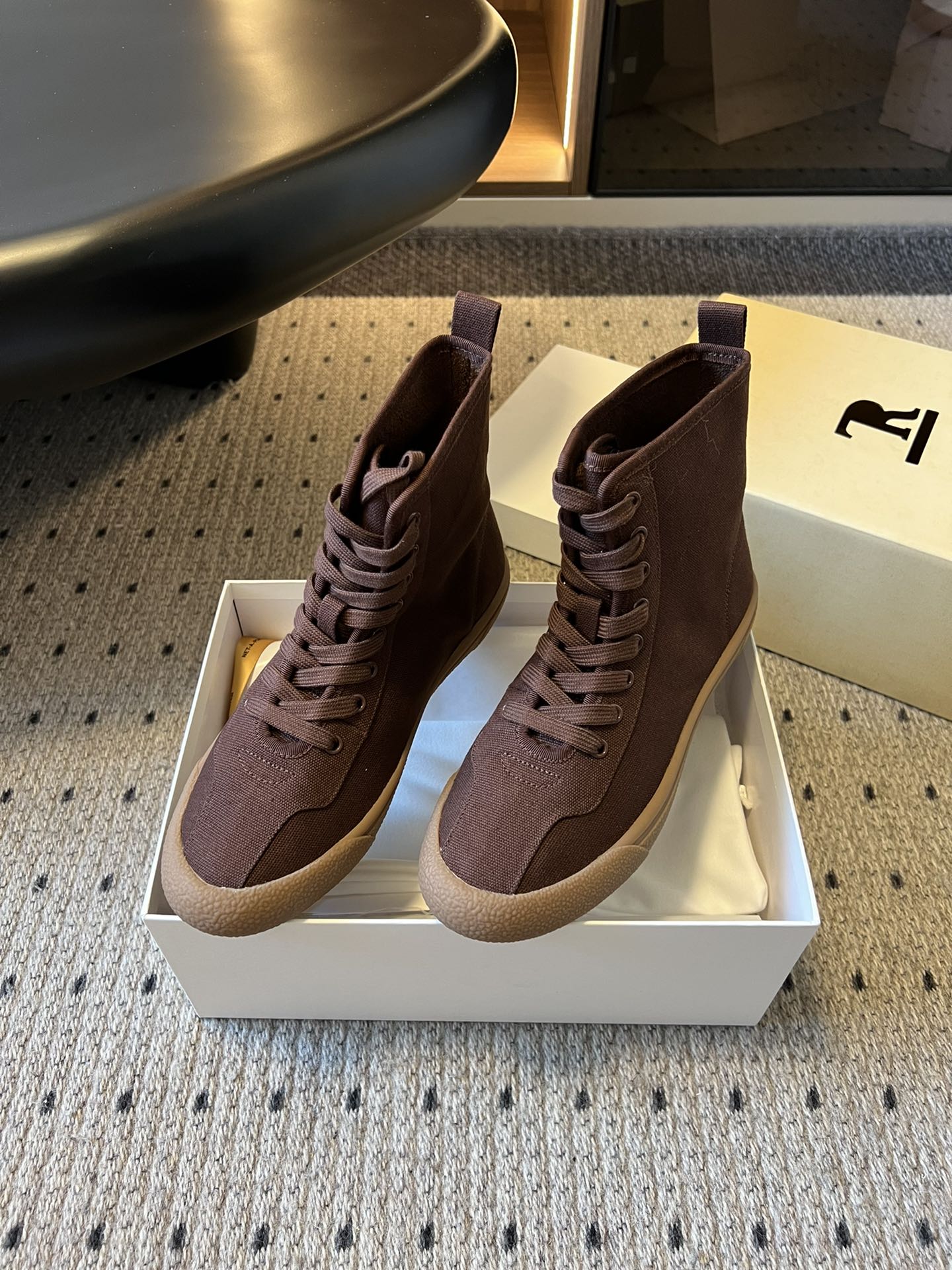 The Row 2025 High Sneaker Brown Canvas 561615