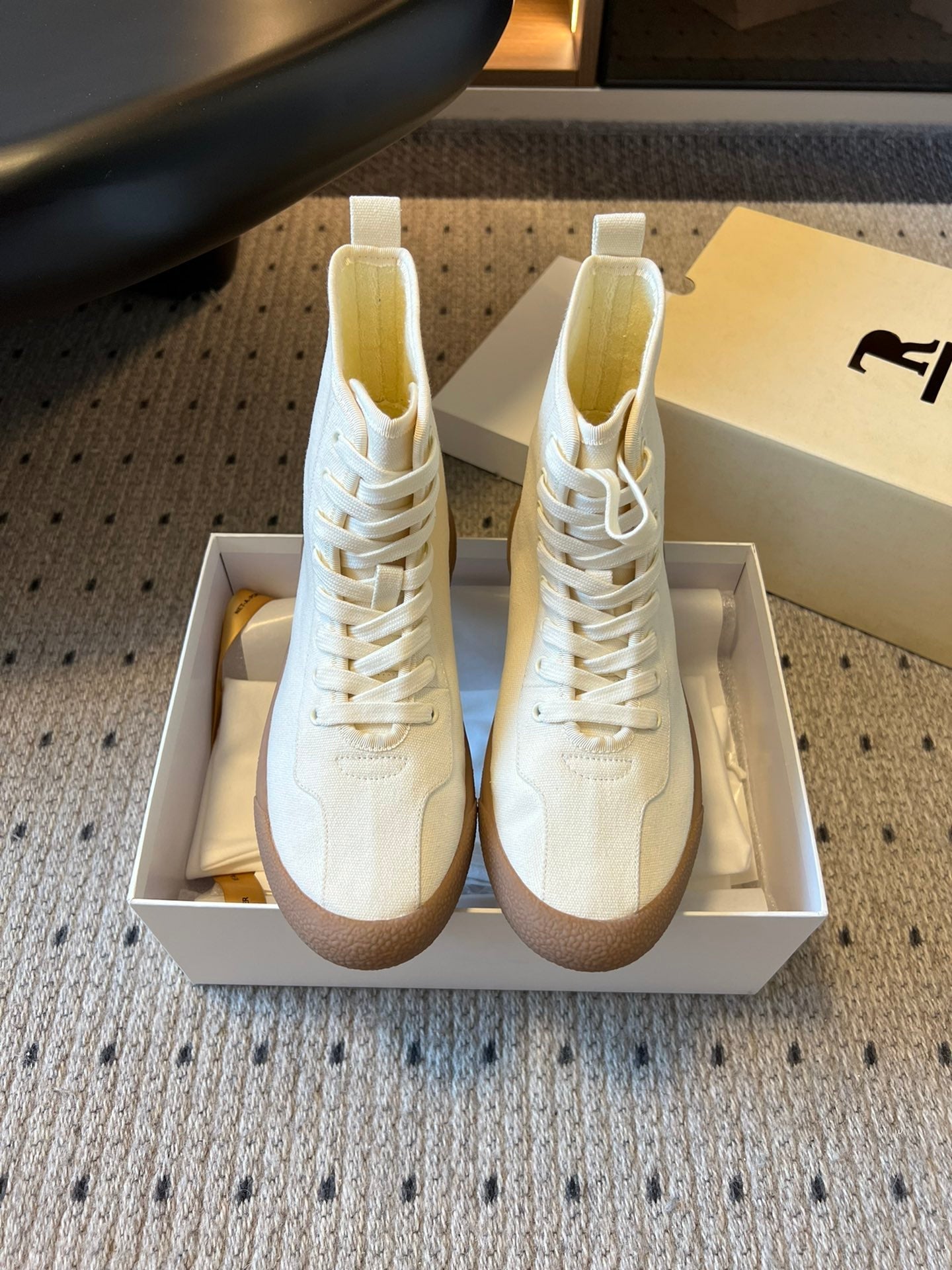 The Row 2025 High Sneaker White Canvas 561616