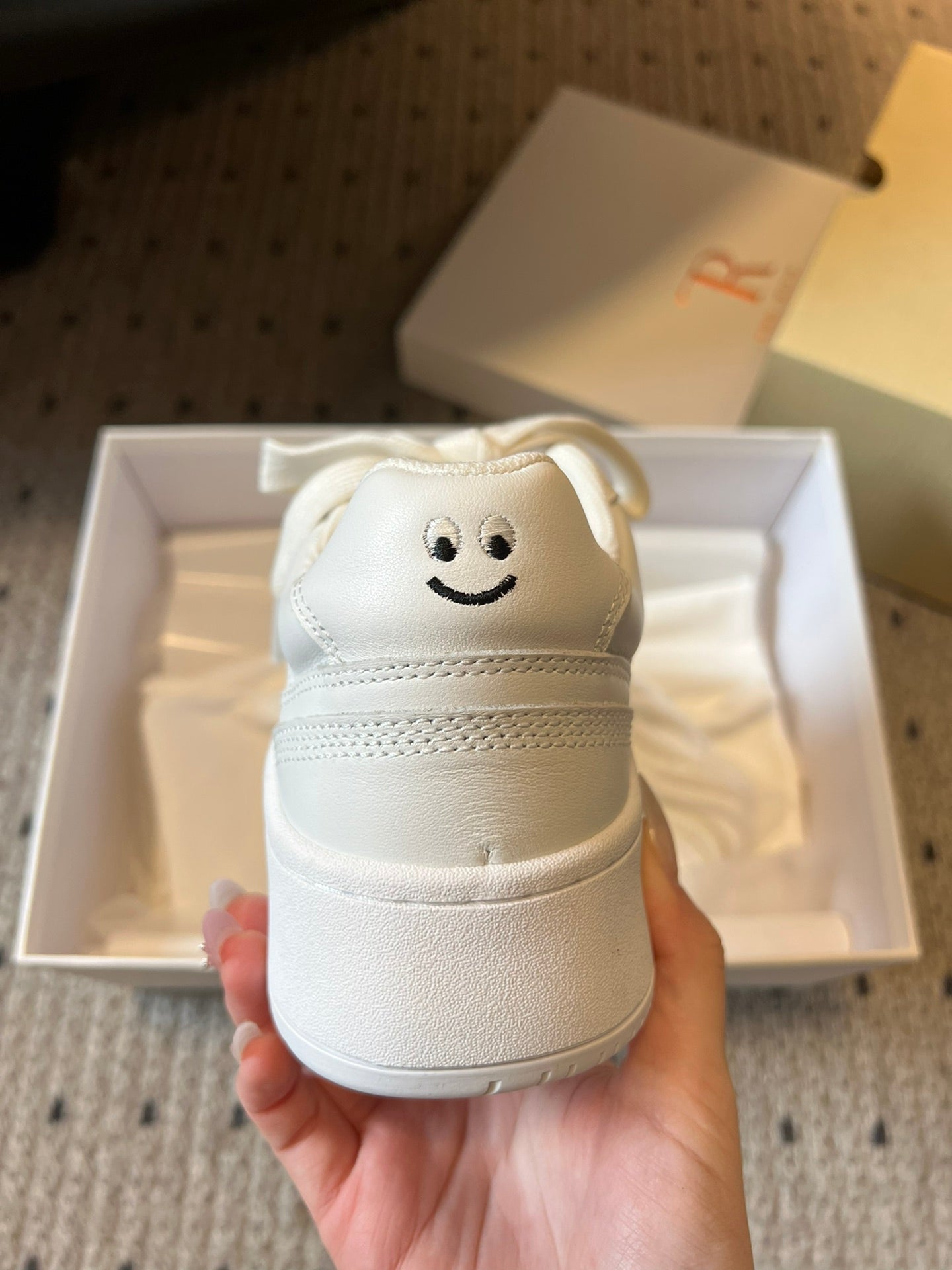 The Row 2025 Smiley Face Sneaker White Cowhide 561652