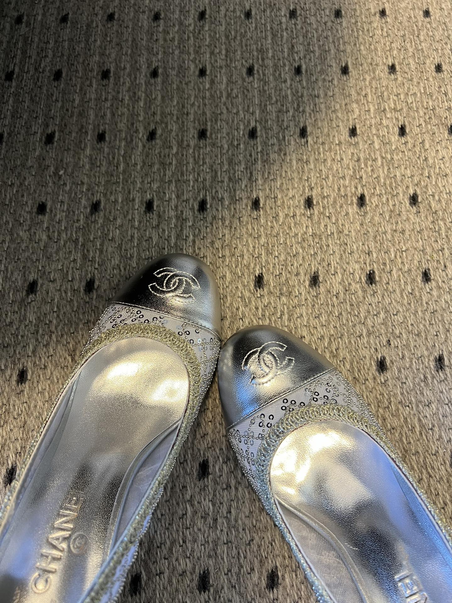 CC 26s High Heels Pump 50 Sliver Mesh Leather 627206