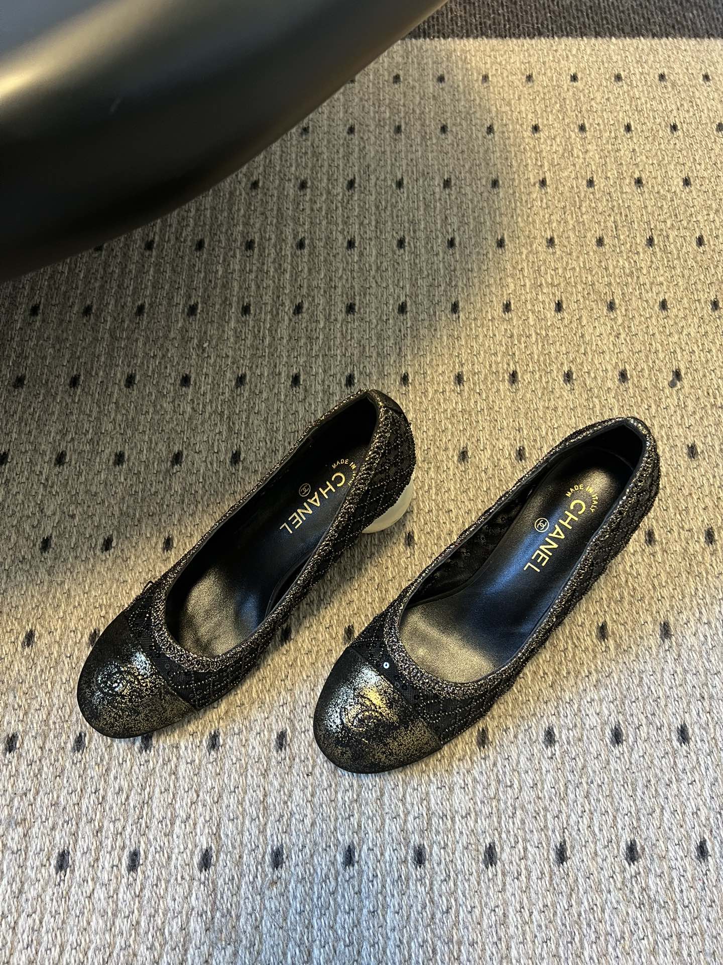 CC 26s High Heels Pump 50 Black Mesh Leather 627207