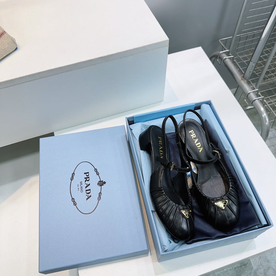 PRA 26S Slingback Flats Black Sheepskin 628700