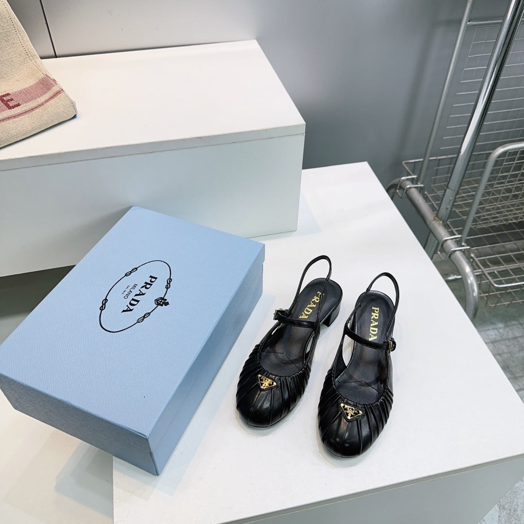 PRA 26S Slingback Flats Black Sheepskin 628700