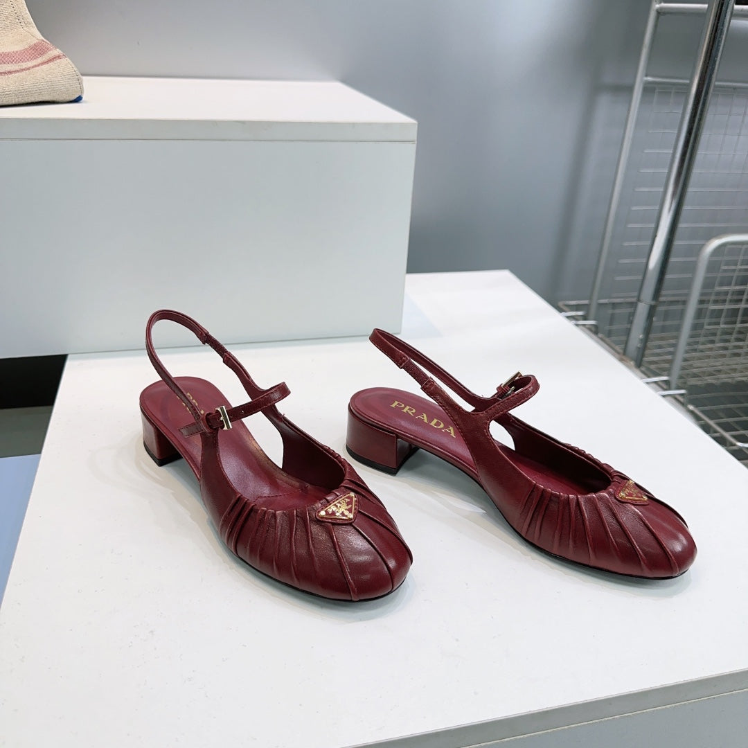 PRA 26S Slingback Flats Dark Red Sheepskin 628702