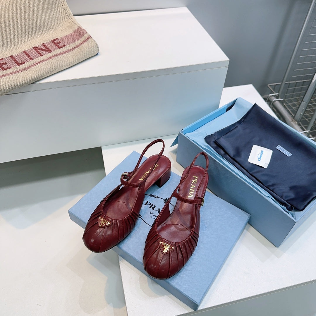 PRA 26S Slingback Flats Dark Red Sheepskin 628702