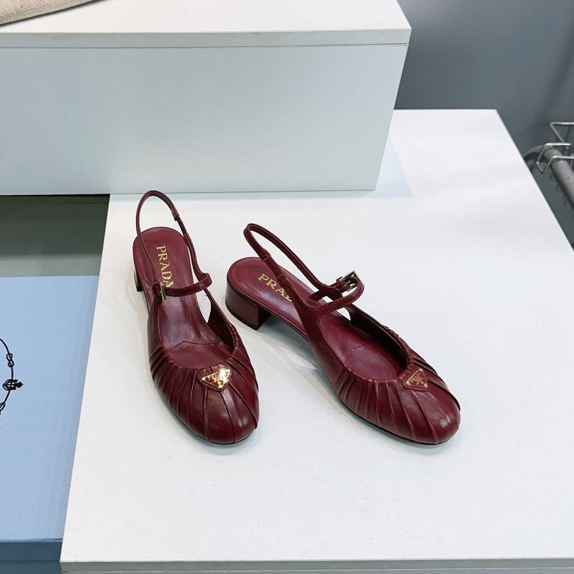 PRA 26S Slingback Flats Dark Red Sheepskin 628702