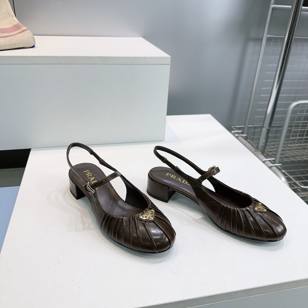 PRA 26S Slingback Flats Dark Chocolate Sheepskin 628703