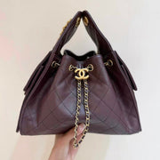 CC 25s Hobo Bag Dark Burgundy Gold Grained Calfskin