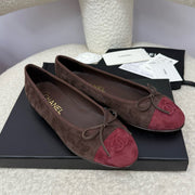 CC 25A Ballet Flat Chocolate Dark Red Suede