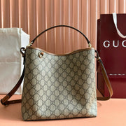 Gucci Emblem 25 Bag Ebony Brown Leather Fabric