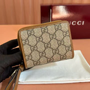 Gucci Emblem 11 Wallet Ebony Brown Leather Fabric