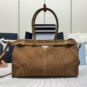 Prada Bonnie Large Handbag Light Brown Suede