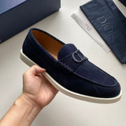 Dior Loafer Navy Blue White Suede Leather