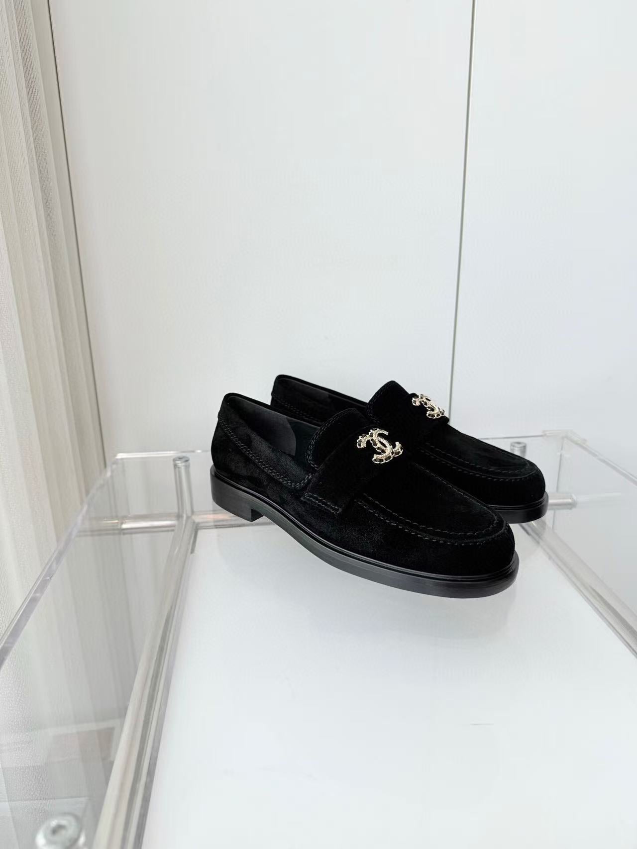 Chanel 2025 Loafer Black Suede