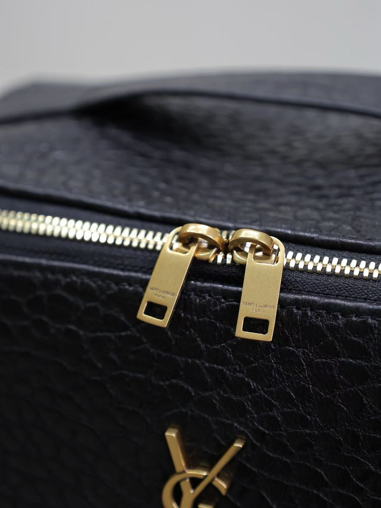 YSL Gaby Quilted Vanity Bag Black Gold Lambskin