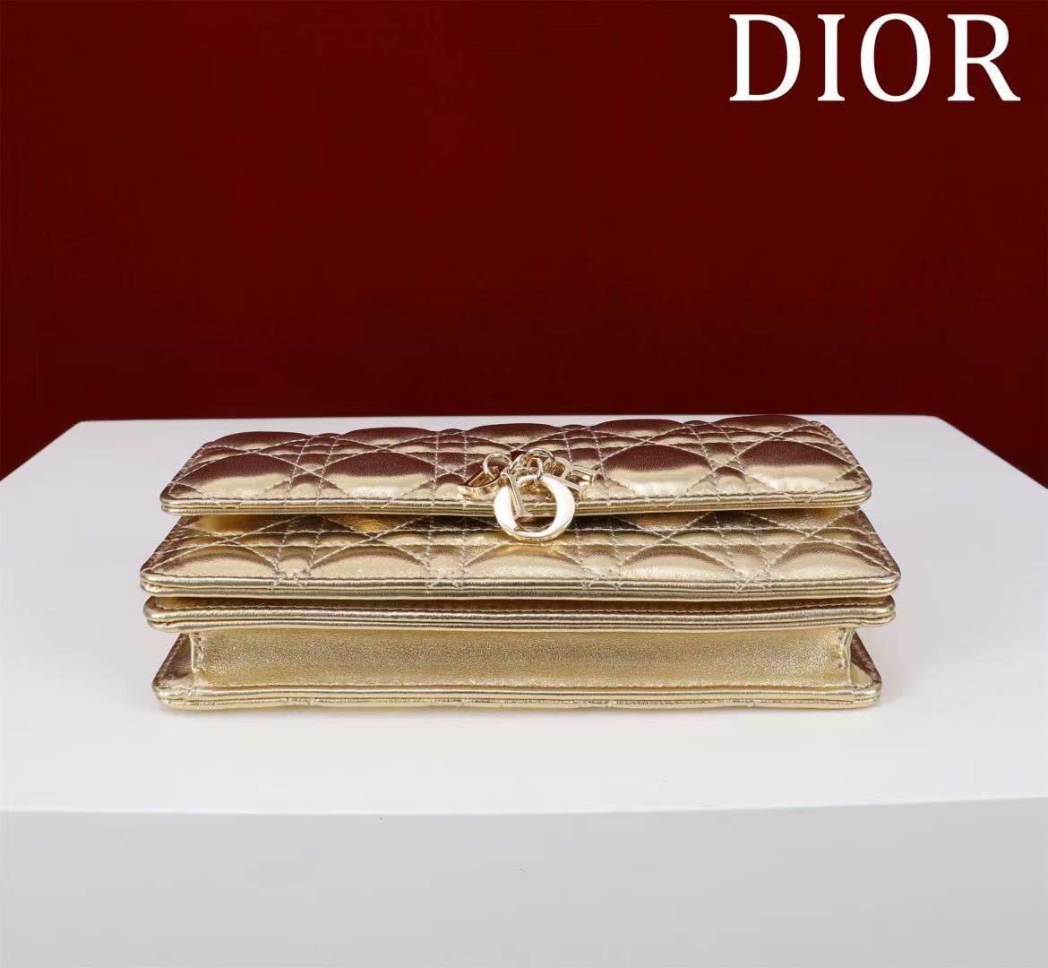 CD 25 Bag Gold Metalic Lambskin