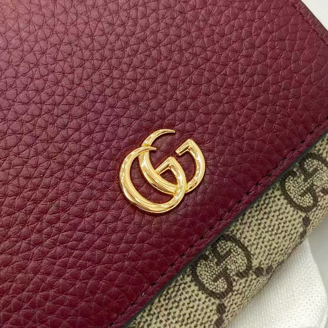 Gucci Marmont 12cm Wallet Ebony mix Rosso Ancora Red Canvas Leather