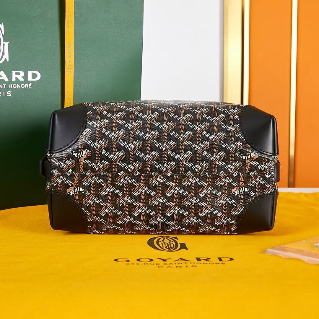 BOWLING TOILETRY BAG 24 IN BLACK GOYARDINE CANVAS AND CALFSKIN