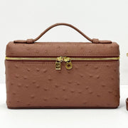 LP Extra Bag Ostrich Pattern Brown Gold Buckle Calfskin