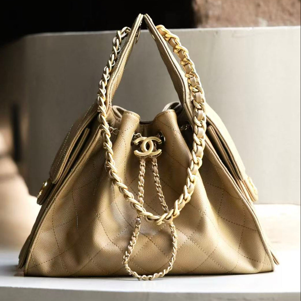 Chanel 2026 Hobo Bag 30cm Beige Calfskin