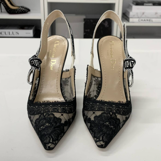 cd slingback pump 95 transparent mesh embroidered black flower moitf