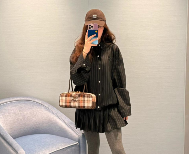 Miumiu 2026 Striped Set Dark Blue Cotton