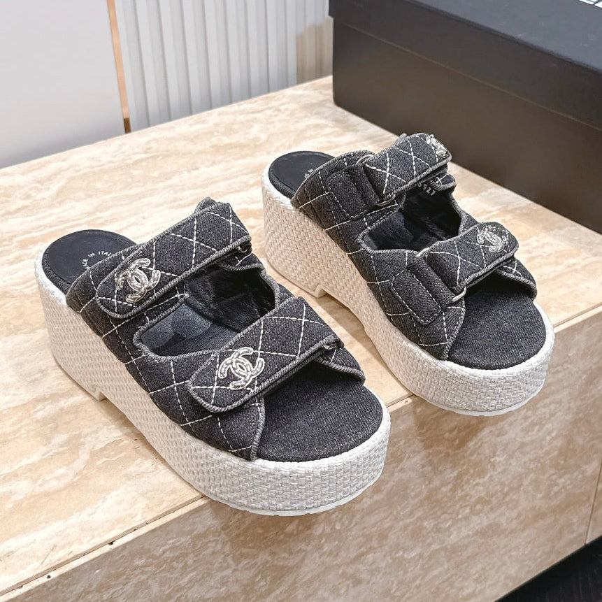 Channel 2026 Denim Platform Sandal 60mm Leather 899048
