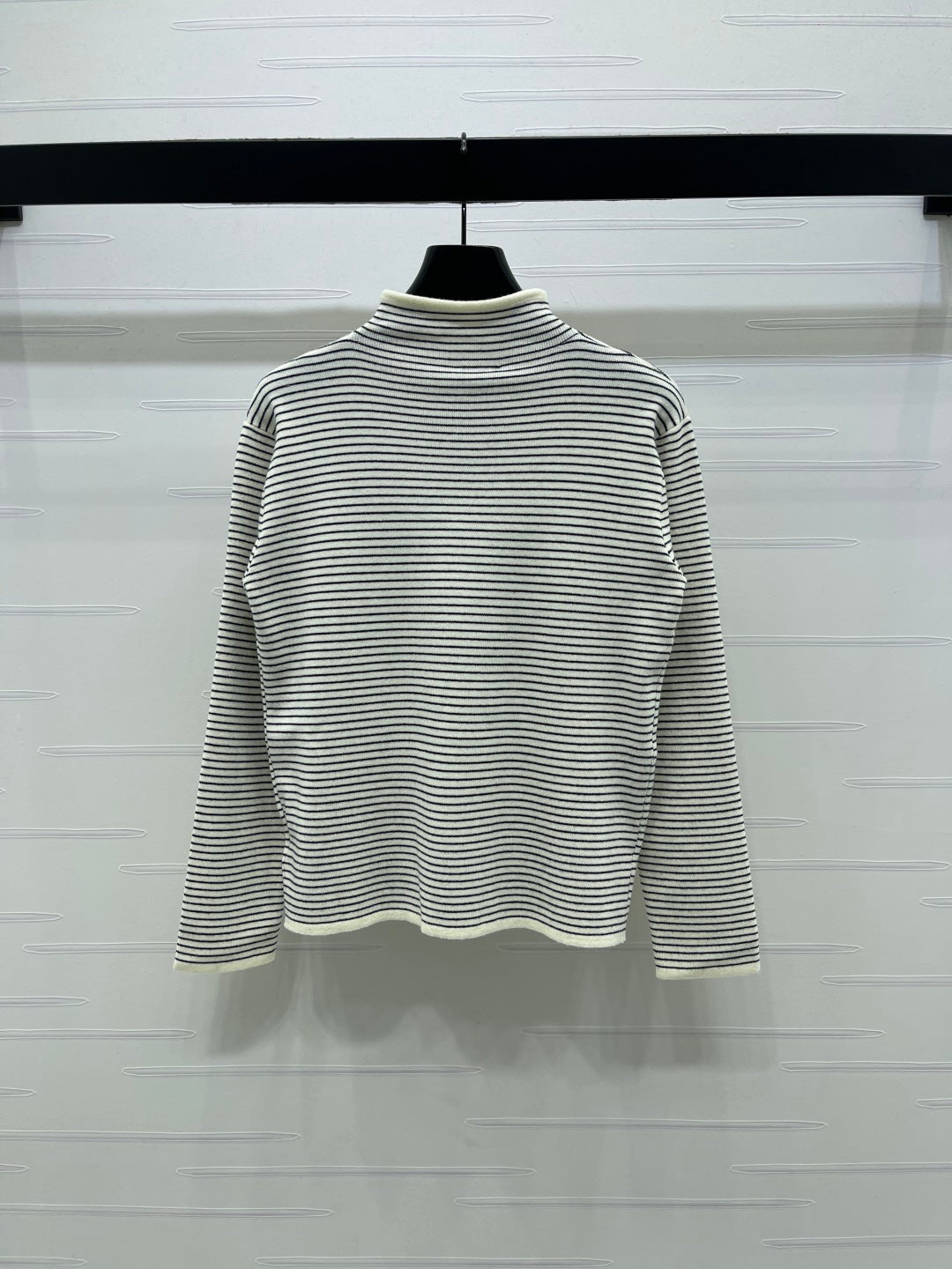 Chanel 2026 Striped Turtleneck Long Sleeve Sweater Wool